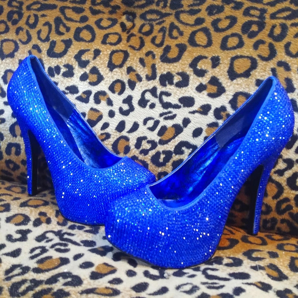 Bordello Blue Rhinestone Heels
